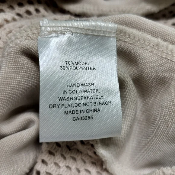 (1560) Coco Y Club Beige Mesh Pockets Open Front Hooded Jacket Size Medium - Picture 9 of 10